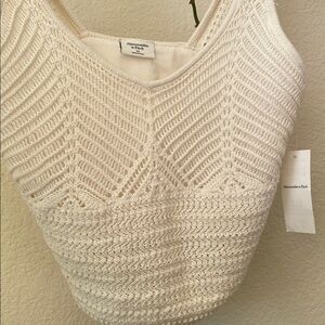 Abercrombie & Fitch Cream Crochet Knit Tank Top